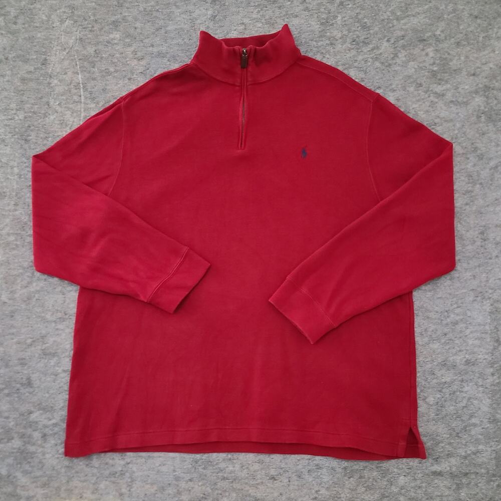 Polo Ralph Lauren Sweater Mens XXL Red Cotton Quarter 1/4 Zip Sweatshirt